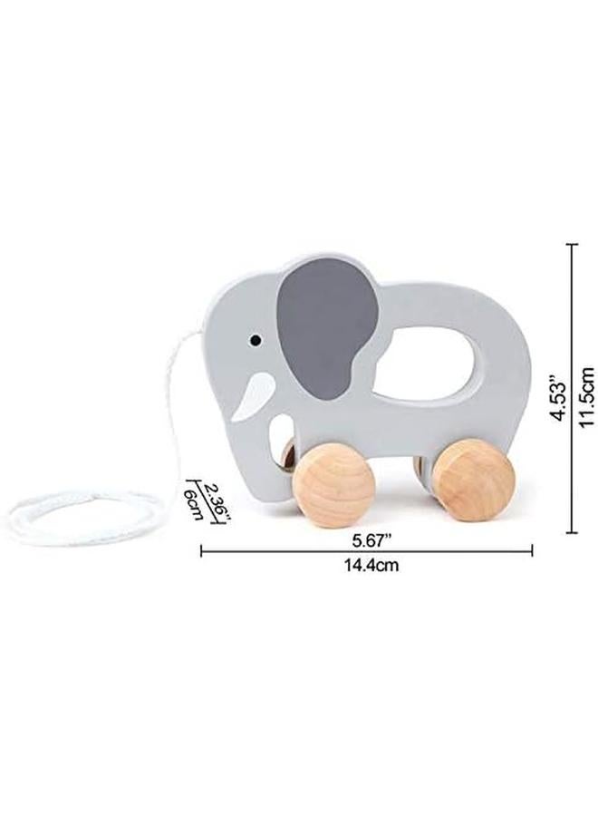 Hape Elephant Push And Pull Along Toy For 12 Plus Months Babies Grey - Image 4