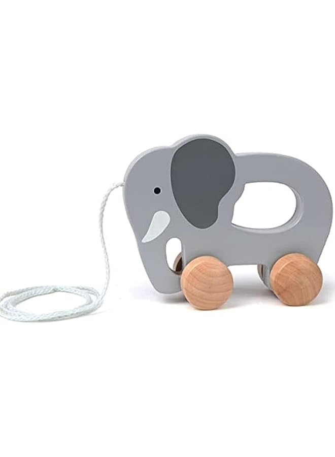 Hape Elephant Push And Pull Along Toy For 12 Plus Months Babies Grey - Image 1