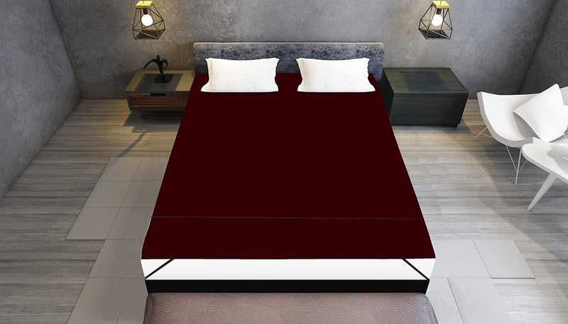 Home dressing Waterproof Double Bed SheetProtector Cover with Elastic Strap on 4 Sides Bed Protecting Mat King Size Mattress 75 72 inches Mahroon  - Image 1