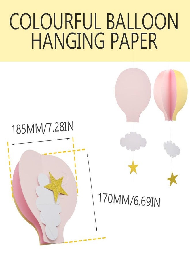Hocansen 5Pcs Hot Air Balloon Party Streamers 18.5x17cm Paper 3D Clouds Hot Air Balloons Garland Hanging Decorations for Wedding, Birthday, Photo Prop (RQQ/Colour) - Image 2
