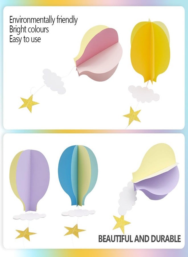 Hocansen 5Pcs Hot Air Balloon Party Streamers 18.5x17cm Paper 3D Clouds Hot Air Balloons Garland Hanging Decorations for Wedding, Birthday, Photo Prop (RQQ/Colour) - Image 4