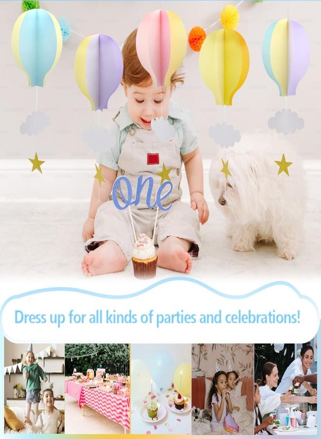 Hocansen 5Pcs Hot Air Balloon Party Streamers 18.5x17cm Paper 3D Clouds Hot Air Balloons Garland Hanging Decorations for Wedding, Birthday, Photo Prop (RQQ/Colour) - Image 5