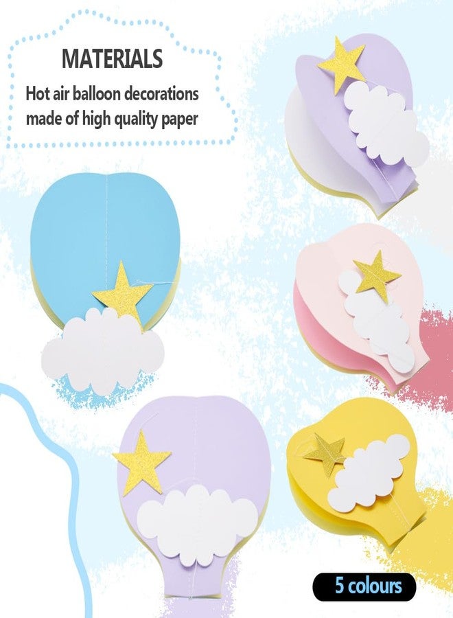 Hocansen 5Pcs Hot Air Balloon Party Streamers 18.5x17cm Paper 3D Clouds Hot Air Balloons Garland Hanging Decorations for Wedding, Birthday, Photo Prop (RQQ/Colour) - Image 3