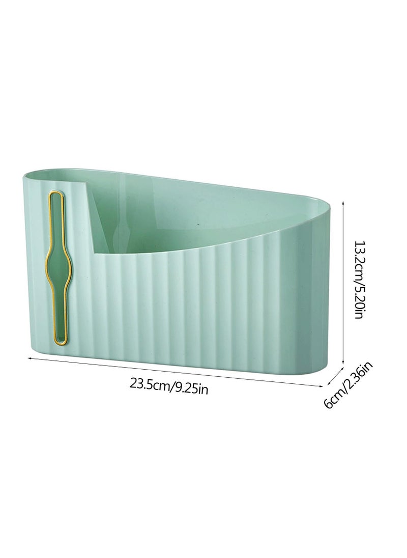 Generic Wall Mounted Plastic Garbage Bag Holder Mint Green Trash Bag Storage Box Cotton Pad Container For Kitchen Bathroom Bathroom Garbage Bag Organizer  - Image 2