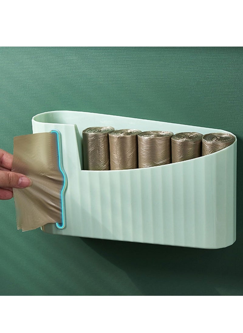Generic Wall Mounted Plastic Garbage Bag Holder Mint Green Trash Bag Storage Box Cotton Pad Container For Kitchen Bathroom Bathroom Garbage Bag Organizer  - Image 5