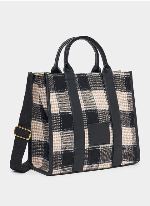 Checked Design Handbag