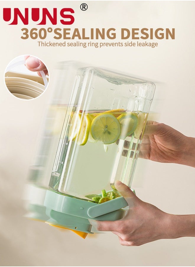 UNUNS - Plastic Drink Dispenser With Spigots,3.5L Portable Sun Tea Pitcher,100% Leakproof Fridge Beverage Dispensers Jug,Wine Milk Lemonade Container for Party Picnic - Image 1