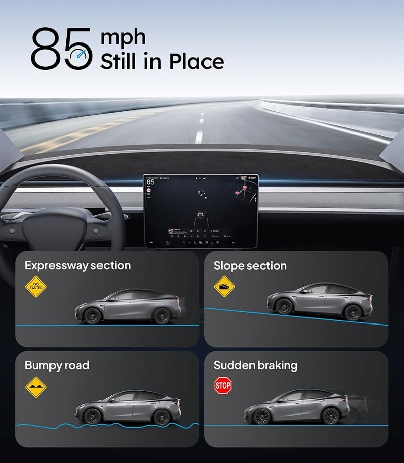 Wigoo 2024 Upgrade Tesla Model Y Accessories Dashboard Cover [Anti-Glare and Sun Protection] Suede Dash Mat for Tesla Model Y 2017-2024, Interior Tesla Accessories (Black) - Image 5