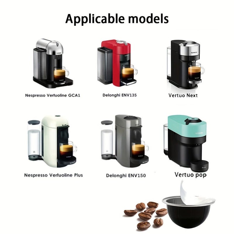 Reusable Aluminum Coffee Capsules Compatible for Nespresso Vertuo Refillable Pods with Sealing Foil Cost Effective No Waste Pressing Powder Spoon - Image 2