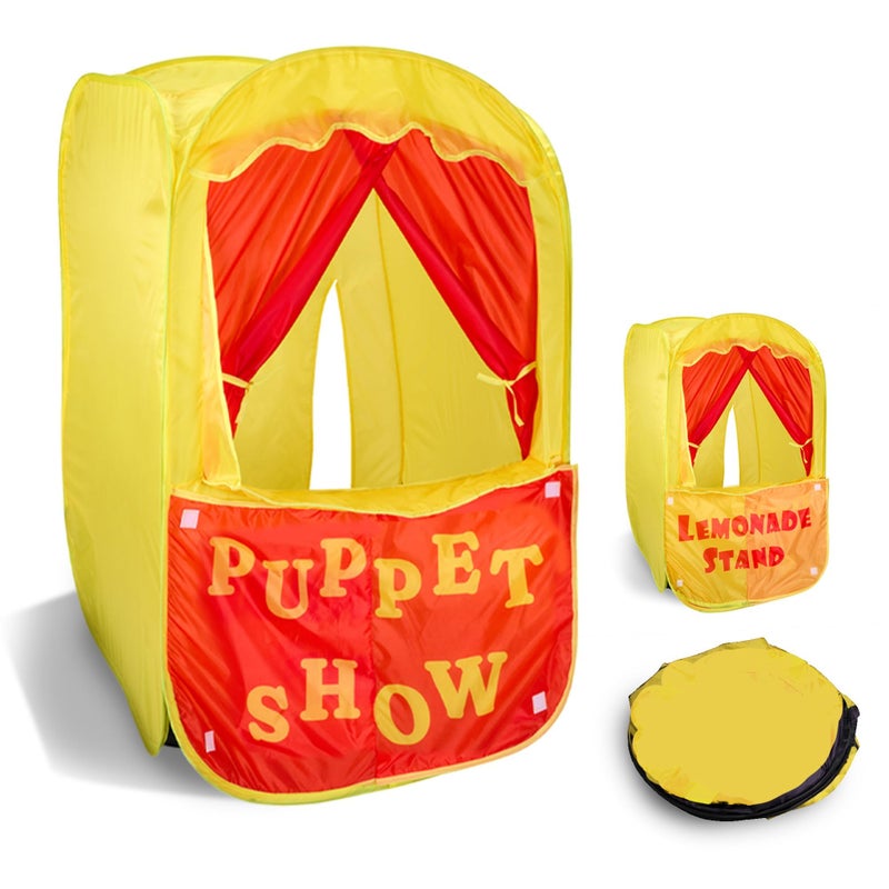 Playbees Puppet Show PopUp Play Tent wFront Stage Toddler Playhouse Theater Pretend Play Tent Kids Indoor Outdoor Children Dramatic Furniture Swappable Velcro to Lemonade Stand wCarry Bag - Image 2
