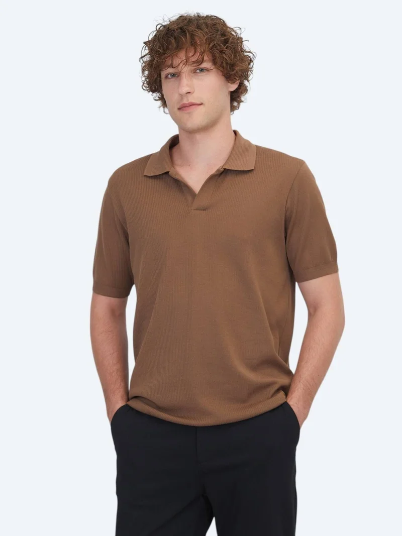 Kip Brown Striped 100% Cotton T-Shirt