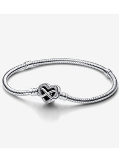 Pandora Violet Pandora Moments Sparkling Infinity Heart Clasp Snake Chain Bracelet  - Image 1