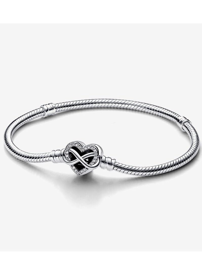 Pandora Violet - Pandora Moments Sparkling Infinity Heart Clasp Snake Chain Bracelet - Image 1