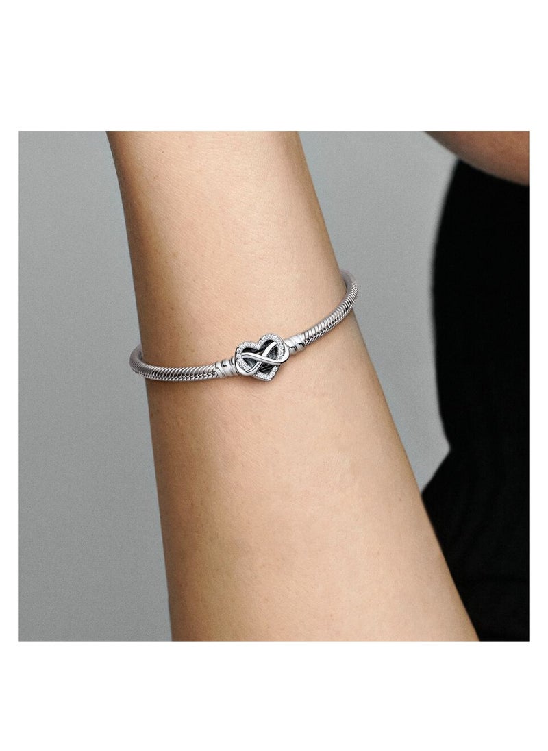 Pandora Violet - Pandora Moments Sparkling Infinity Heart Clasp Snake Chain Bracelet - Image 1