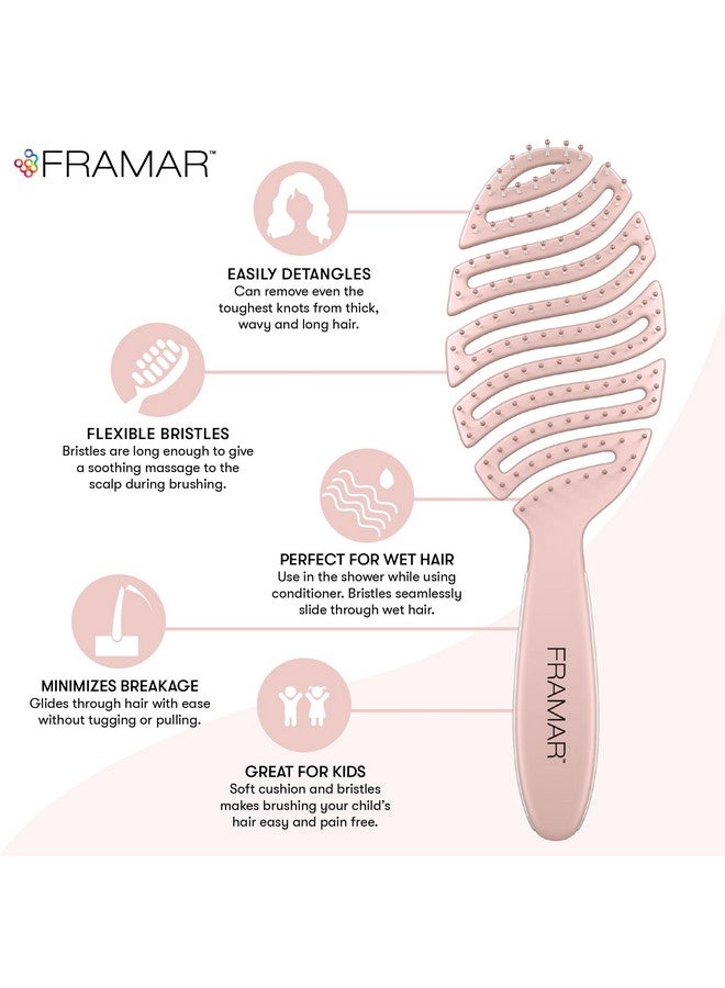 FRAMAR Vented Hair Brush For Thick Hair,Wet Hair Brushes For Women, Flex Wet Hair Brush Detangler, Hairbrush For Women, Hair Brush For Blow Drying - Image 2