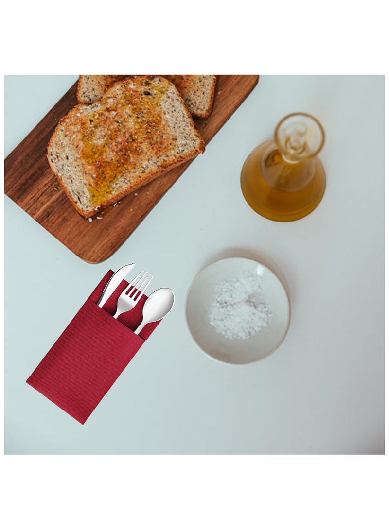Disposable Dinner Napkins with Built-in Flatware Pocket, 50-Pack Prefolded Cloth Like Paper Napkins For Christmas, Dinner, Wedding Or Party (Silverware NOT Included) - Image 4