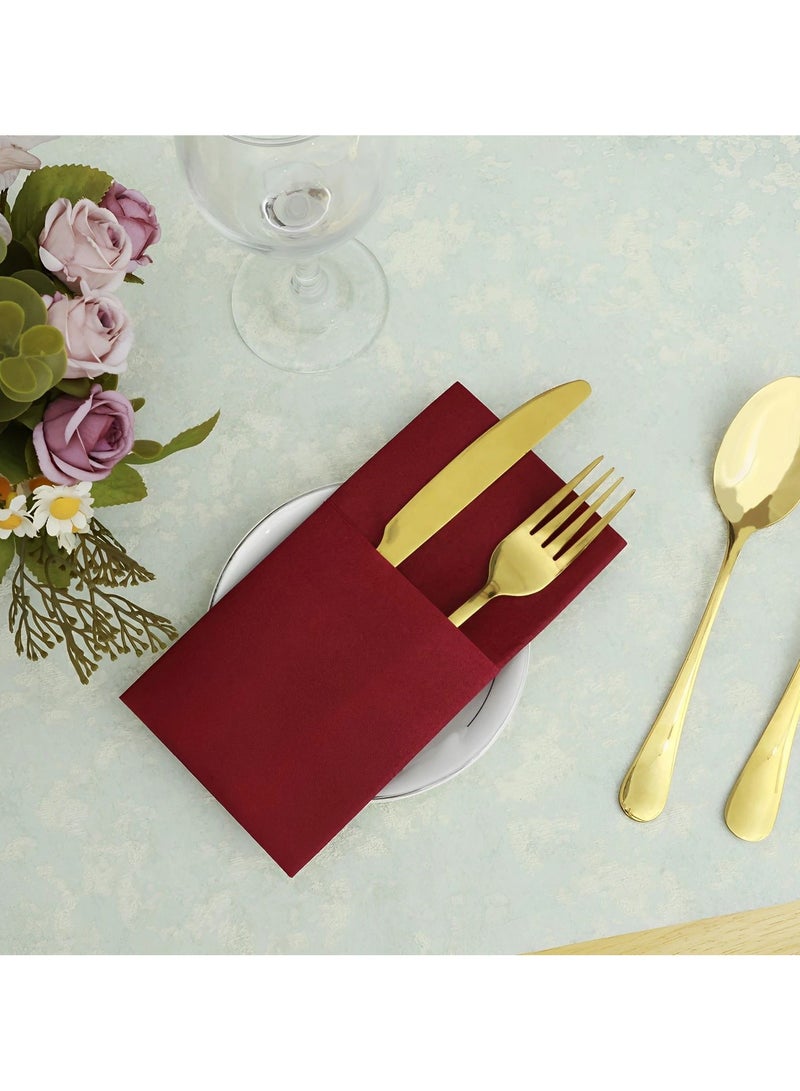 Disposable Dinner Napkins with Built-in Flatware Pocket, 50-Pack Prefolded Cloth Like Paper Napkins For Christmas, Dinner, Wedding Or Party (Silverware NOT Included) - Image 2