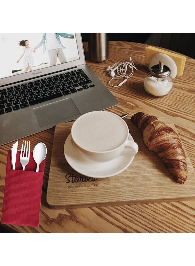 Disposable Dinner Napkins with Built-in Flatware Pocket, 50-Pack Prefolded Cloth Like Paper Napkins For Christmas, Dinner, Wedding Or Party (Silverware NOT Included) - Image 5