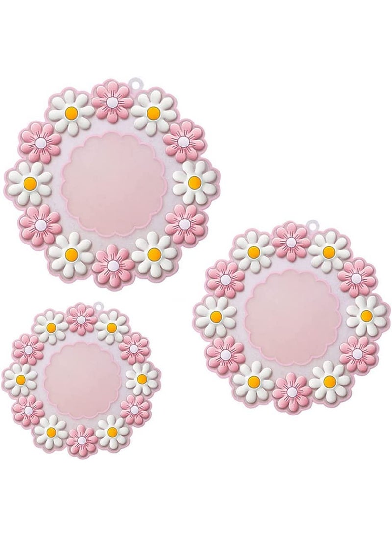 Trifecta Trifecta Silicone Trivet Mats Pot Holders Place Mats Set of 3 Coaster Mat Kitchen Tools is Heat Resistant Beautiful Flowers NonSlip Durable Flexible Pink SmallMidLarge  - Image 1