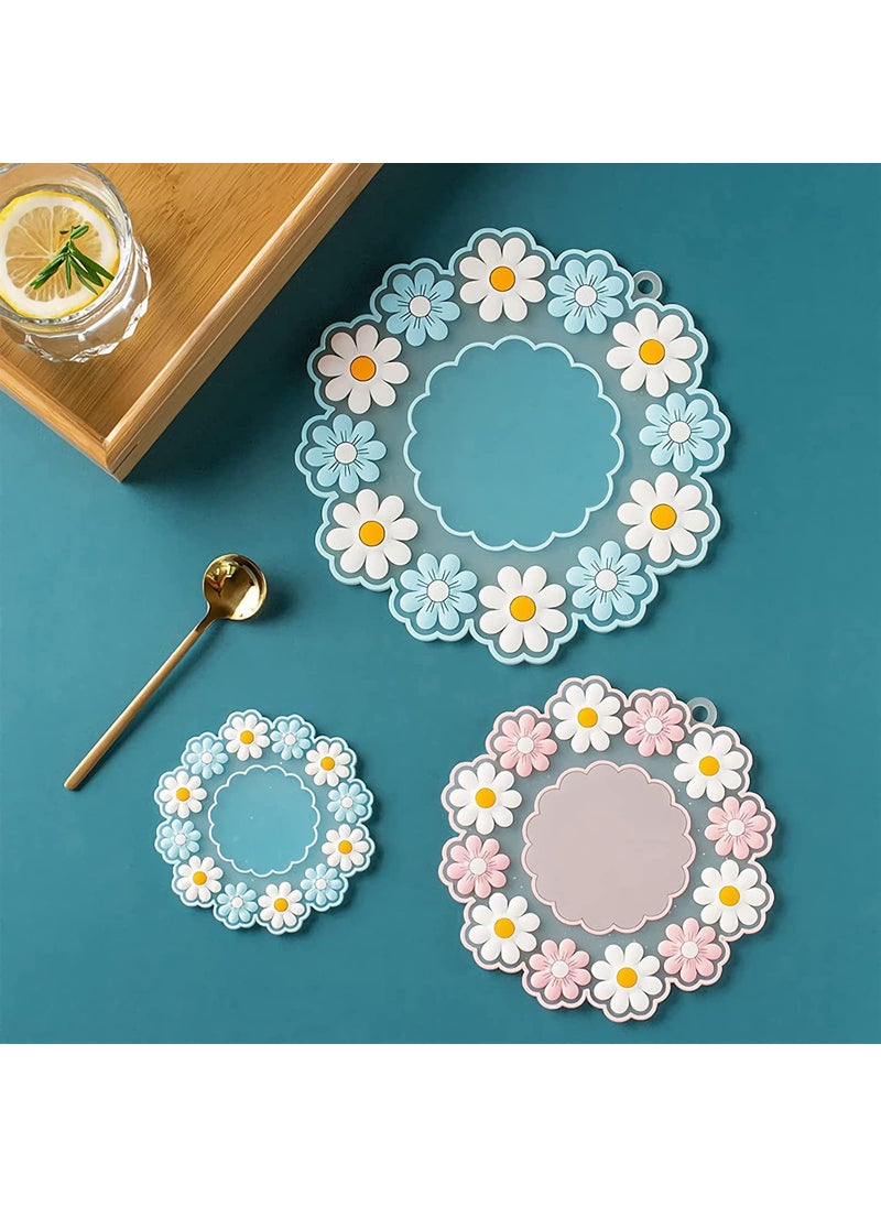Trifecta Trifecta Silicone Trivet Mats Pot Holders Place Mats Set of 3 Coaster Mat Kitchen Tools is Heat Resistant Beautiful Flowers NonSlip Durable Flexible Pink SmallMidLarge  - Image 4