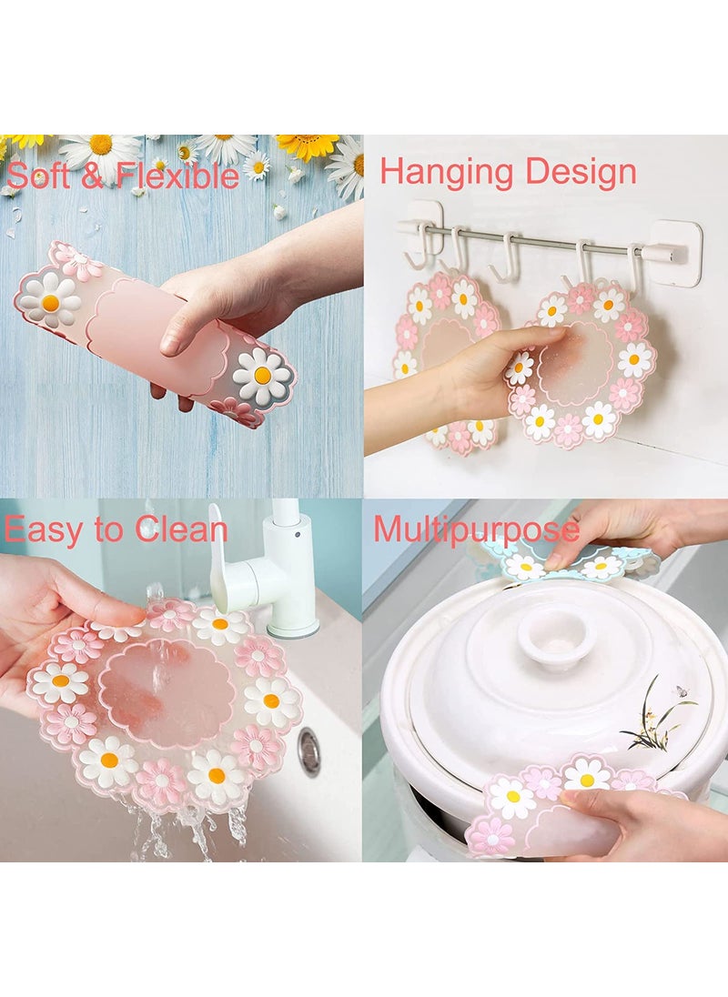 Trifecta Trifecta Silicone Trivet Mats Pot Holders Place Mats Set of 3 Coaster Mat Kitchen Tools is Heat Resistant Beautiful Flowers NonSlip Durable Flexible Pink SmallMidLarge  - Image 5