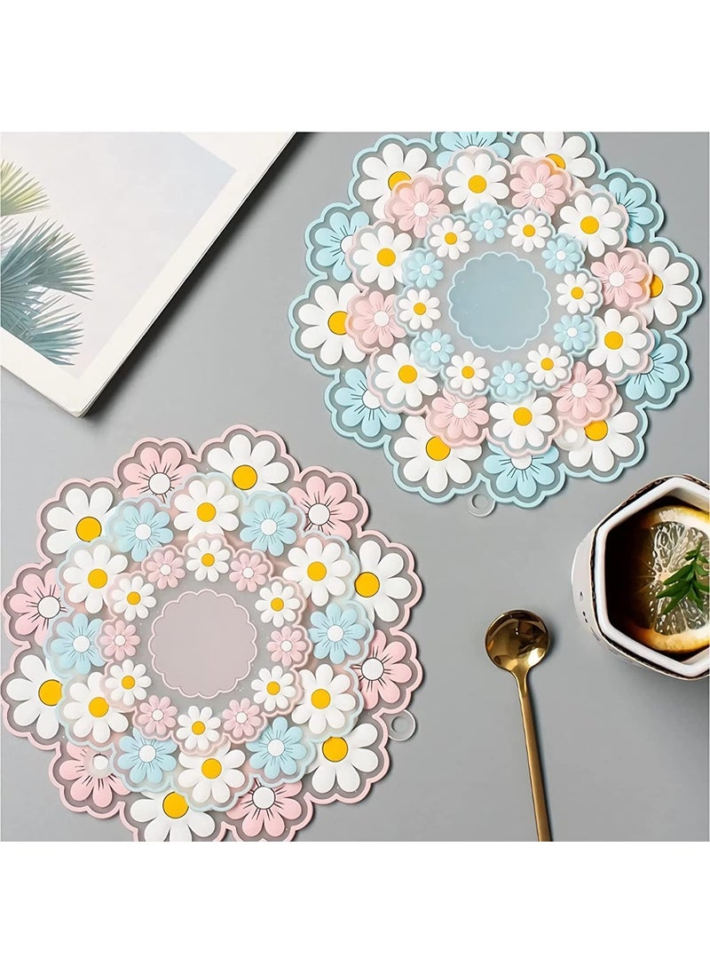 Trifecta Trifecta Silicone Trivet Mats Pot Holders Place Mats Set of 3 Coaster Mat Kitchen Tools is Heat Resistant Beautiful Flowers NonSlip Durable Flexible Pink SmallMidLarge  - Image 3