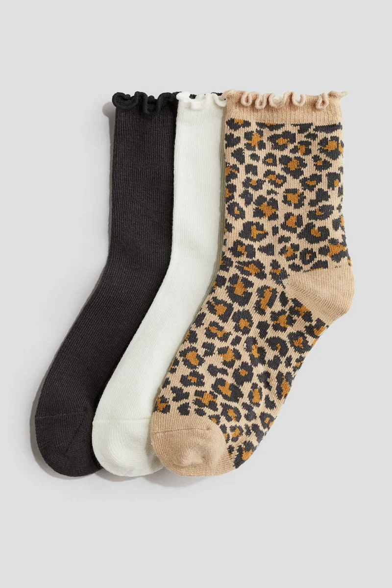H&M 3-Pack Overlock-Detail Socks
