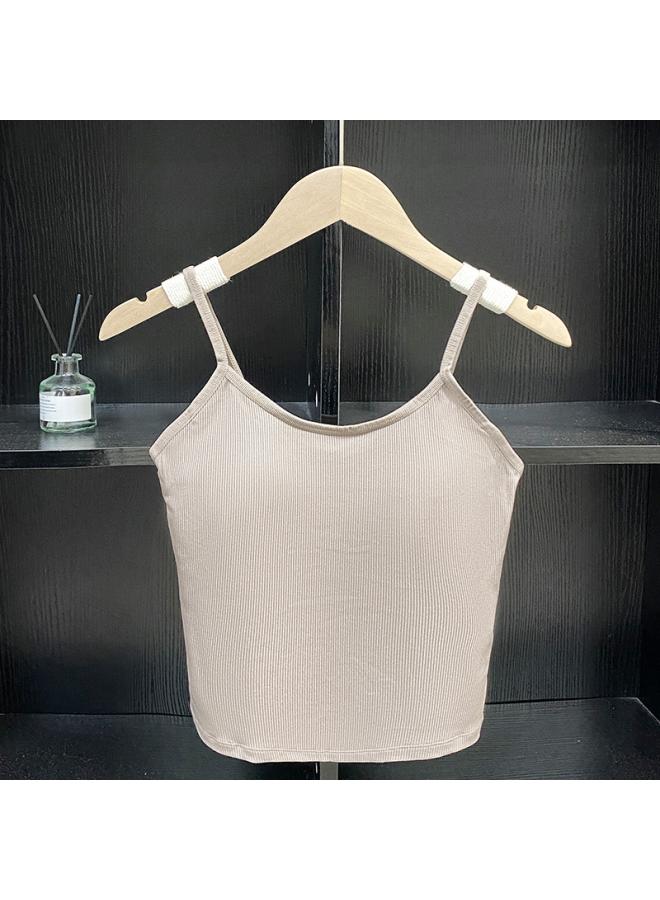 VUELO Korean Style Pure Suspender Vest With Chest Pad Slim-fit Inner Strapless Seamless Naked Outer Wear Base All-match Top For Women  - Image 1