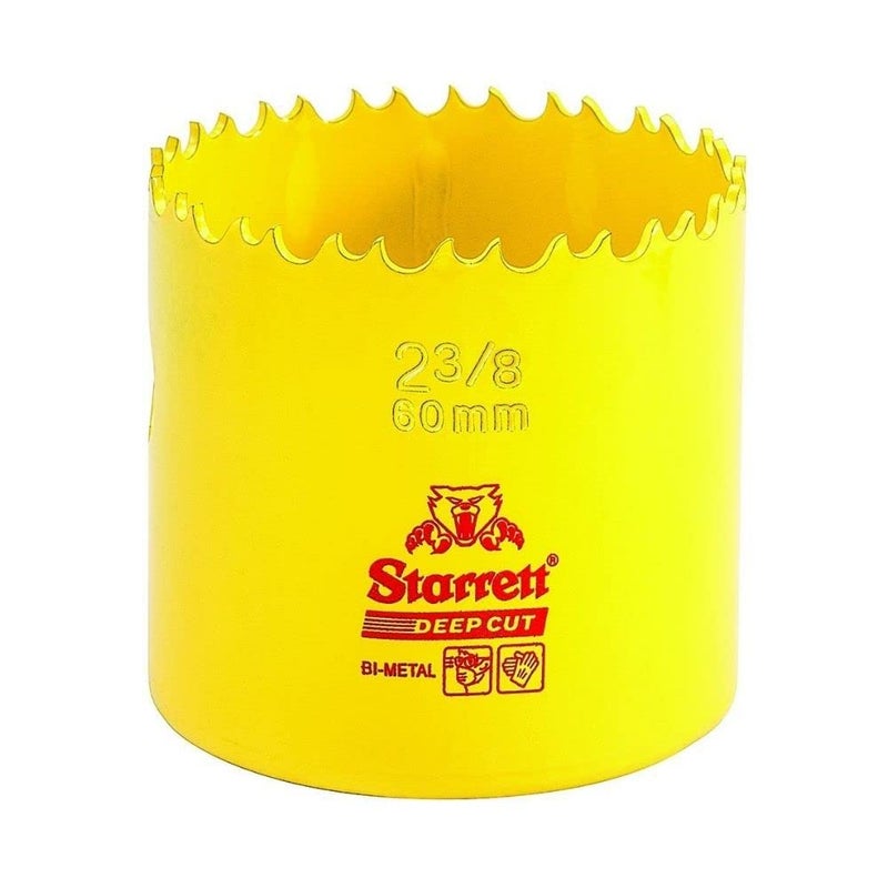 Starrett BiMetal Deep Cut Hole Saw with Abrasion Resistant HSS Teeth  Ideal for Cutting Metal Steel and Wood  238 60mm Diameter 2 Depth  DCH0238G