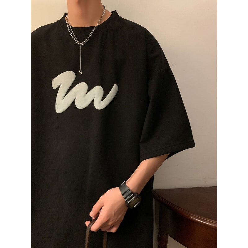 American Style Heavy Short-Sleeved T-Shirt Men'S Fashion Brand Oversize Loose Trendy All-Match Suede Half-Sleeved T-Shirt - Image 5