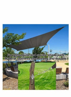 Generic 47pcs Triangle & Rectangle Shade Sail Hardware Kit 6 Inches 304 Marine Stainless Steel Sun Shade Sail Installation Hardware Kit with 50ft Wire Rope for Sun Shade Sail in Outdoor Patio Lawn Garden  - Image 2