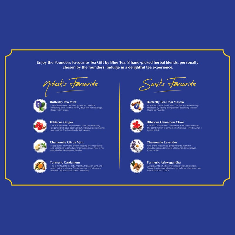 BLUE TEA شاي أزرق - هدية المؤسس المفضلة | 8 نكهات متنوعة | 40 كيس شاي | نباتي | خالي من الكافيين - خالي من الجلوتين - خالي من السكر - شاي عشبي | صندوق هدايا فاخر | مجموعة هدايا شاي مميزة - Image 4