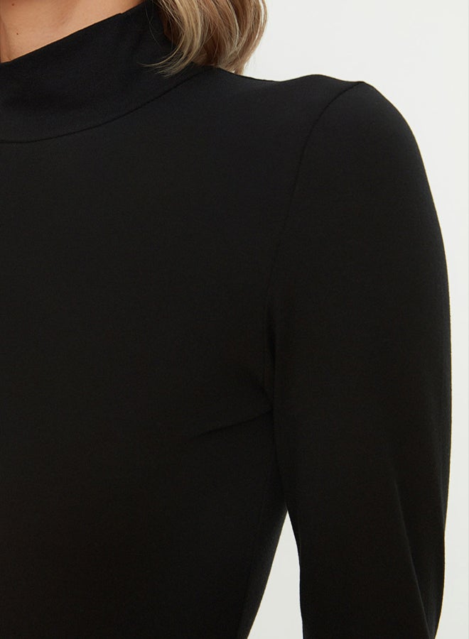 trendyol Black Turtleneck Snap Knitted Bodysuit TWOAW21BD0008 - Image 4