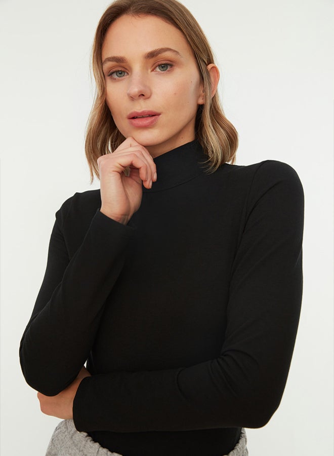 trendyol Black Turtleneck Snap Knitted Bodysuit TWOAW21BD0008 - Image 3
