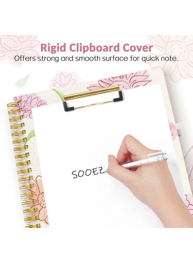 Sooez Clipboard Folio With Refillable Notepad Clipboard Folder With 10 Storage Pockets For Letter Size Spiral Clipboard Notebook Cute Portfolio For School Office Nursing Blue Floral - Image 4