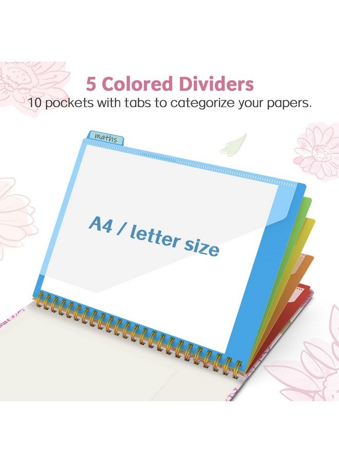 Sooez Clipboard Folio With Refillable Notepad Clipboard Folder With 10 Storage Pockets For Letter Size Spiral Clipboard Notebook Cute Portfolio For School Office Nursing Blue Floral - Image 3