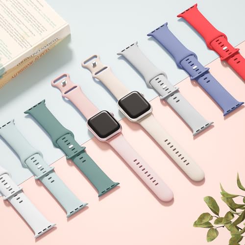 SuperNaNa Sport Silicone Band Compatible with Apple Watch Bands 40mm 38mm 41mm 44mm 45mm 42mm 49mm Women Men,Soft Wristband Waterproof Replacement Sport Strap for iWatch Bands Series 9 8 7 6 5 4 3 2 1 SE Ultra - Image 3