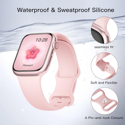 SuperNaNa Sport Silicone Band Compatible with Apple Watch Bands 40mm 38mm 41mm 44mm 45mm 42mm 49mm Women Men,Soft Wristband Waterproof Replacement Sport Strap for iWatch Bands Series 9 8 7 6 5 4 3 2 1 SE Ultra - Image 2