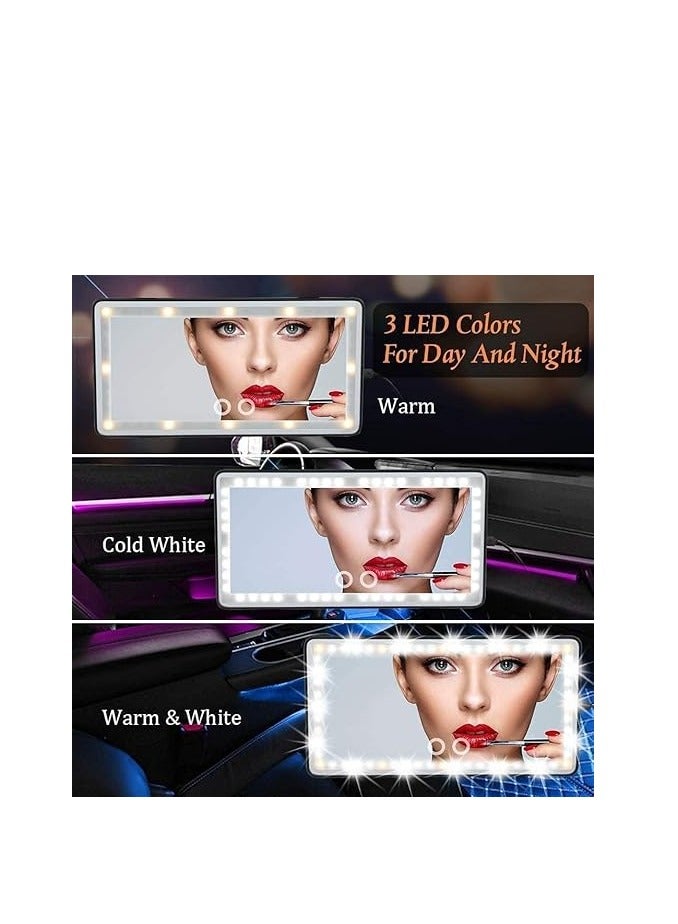 Car Visor Mirror with LED Lights, Rechargeable Car Mirror Light Makeup Mirror with 3 Light Modes, Car Visor Mirror, Car Vanity Mirror for SUV Truck, White - Image 4