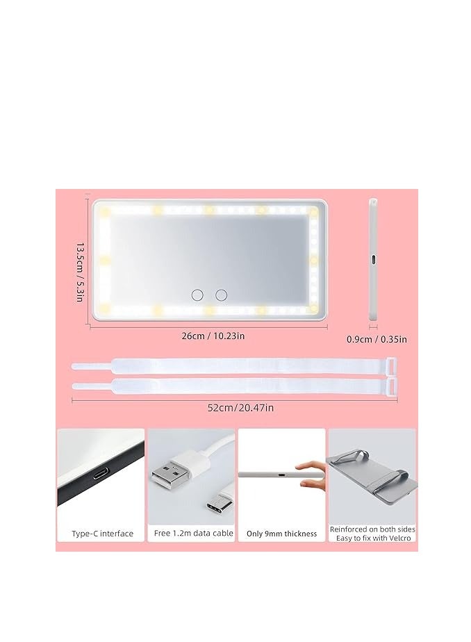 Car Visor Mirror with LED Lights, Rechargeable Car Mirror Light Makeup Mirror with 3 Light Modes, Car Visor Mirror, Car Vanity Mirror for SUV Truck, White - Image 3
