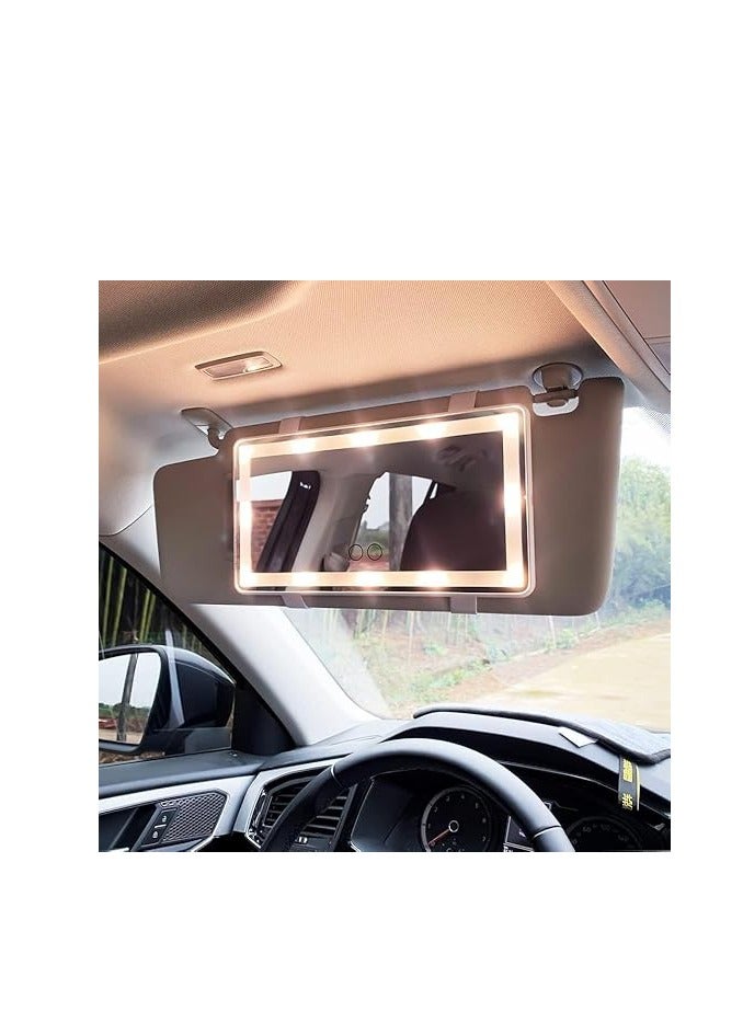 Car Visor Mirror with LED Lights, Rechargeable Car Mirror Light Makeup Mirror with 3 Light Modes, Car Visor Mirror, Car Vanity Mirror for SUV Truck, White - Image 2
