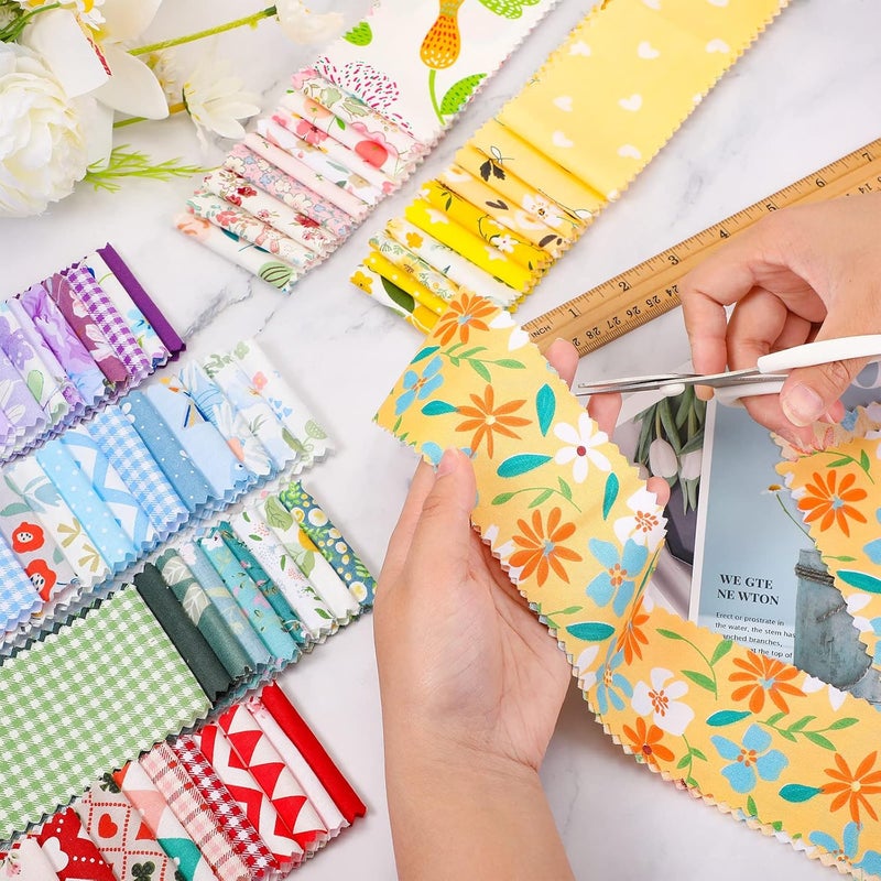 Riakrum Riakrum 60 Pcs Fabric Strips Roll for Quilting Crafting and Sewing Floral Cotton Cotton Patchwork Craft Quilting Fabric for Blanket Rug Upholstery Home Decor and Purse Making - Image 4