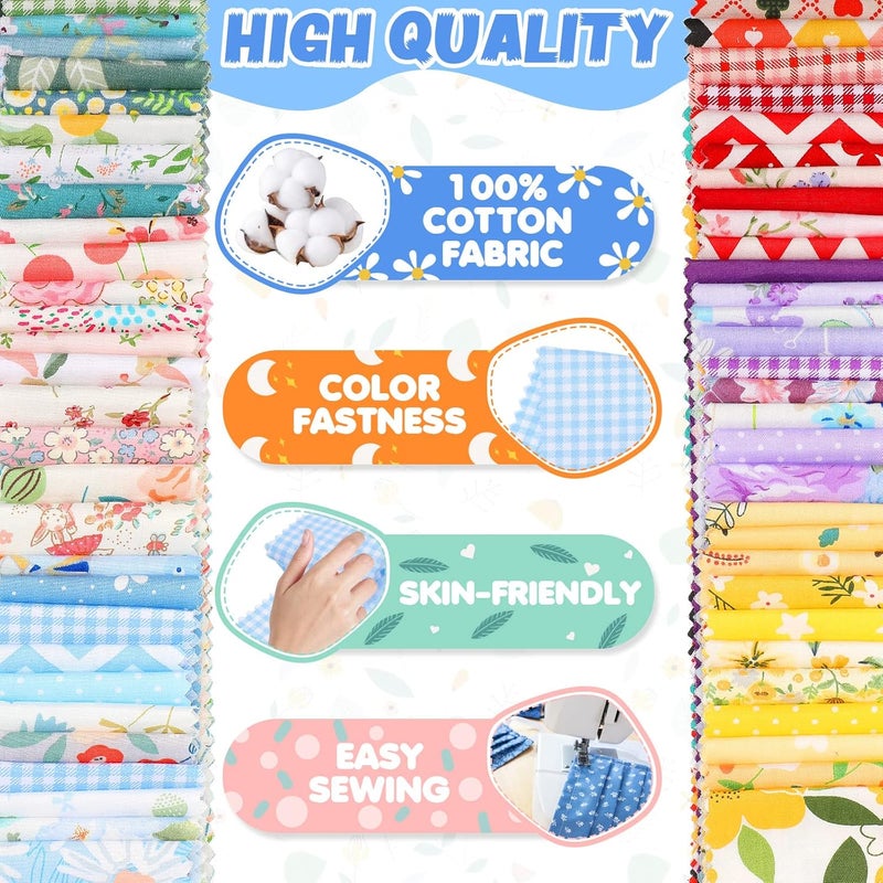 Riakrum Riakrum 60 Pcs Fabric Strips Roll for Quilting Crafting and Sewing Floral Cotton Cotton Patchwork Craft Quilting Fabric for Blanket Rug Upholstery Home Decor and Purse Making - Image 3
