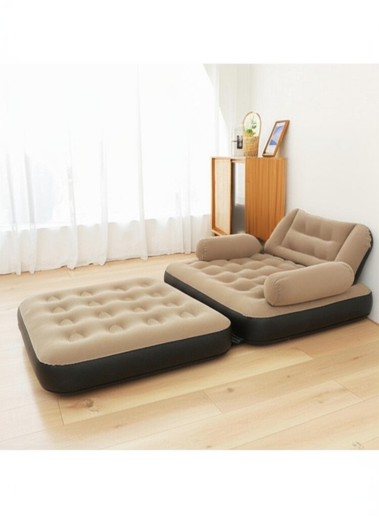 Foldable Portable Extra Large 5 in 1 Inflatable Sofa, Lazy Sofa, Inflatable Bed,Lounge Chair, Multifunctional Couch with L-shaped Armrest for Indoor, Outdoor,Water Proof Couch for Hiking