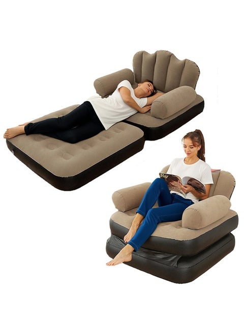 Foldable Portable Extra Large 5 in 1 Inflatable Sofa, Lazy Sofa, Inflatable Bed,Lounge Chair, Multifunctional Couch with L-shaped Armrest for Indoor, Outdoor,Water Proof Couch for Hiking