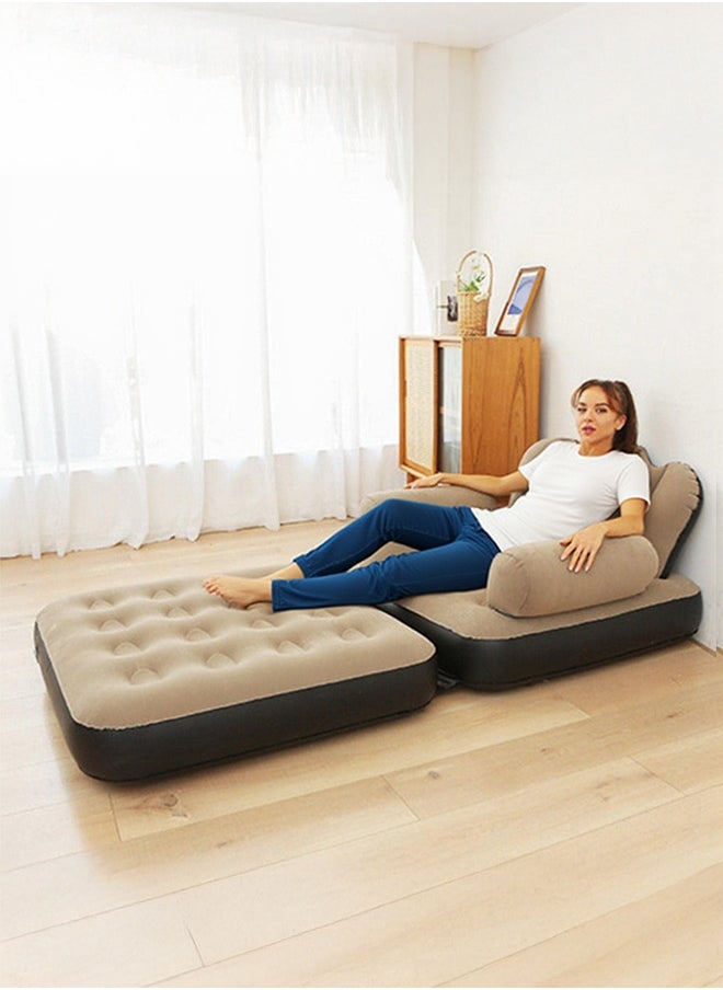 Foldable Portable Extra Large 5 in 1 Inflatable Sofa, Lazy Sofa, Inflatable Bed,Lounge Chair, Multifunctional Couch with L-shaped Armrest for Indoor, Outdoor,Water Proof Couch for Hiking