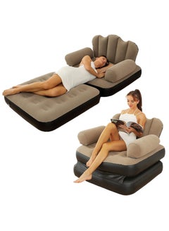 Foldable Portable Extra Large 5 in 1 Inflatable Sofa, Lazy Sofa, Inflatable Bed,Lounge Chair, Multifunctional Couch with L-shaped Armrest for Indoor, Outdoor,Water Proof Couch for Hiking