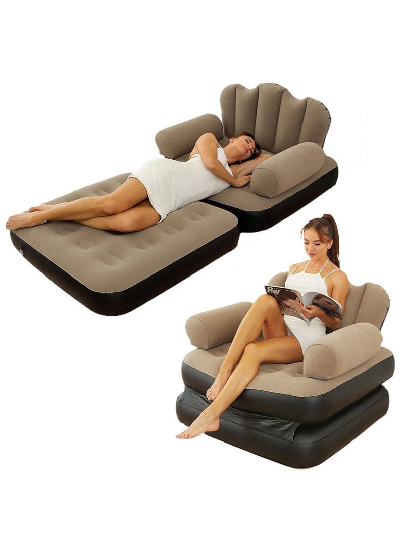 XiuWoo - Foldable Portable Extra Large 5 in 1 Inflatable Sofa, Lazy Sofa, Inflatable Bed,Lounge Chair, Multifunctional Couch with L-shaped Armrest for Indoor, Outdoor,Water Proof Couch for Hiking - Image 1