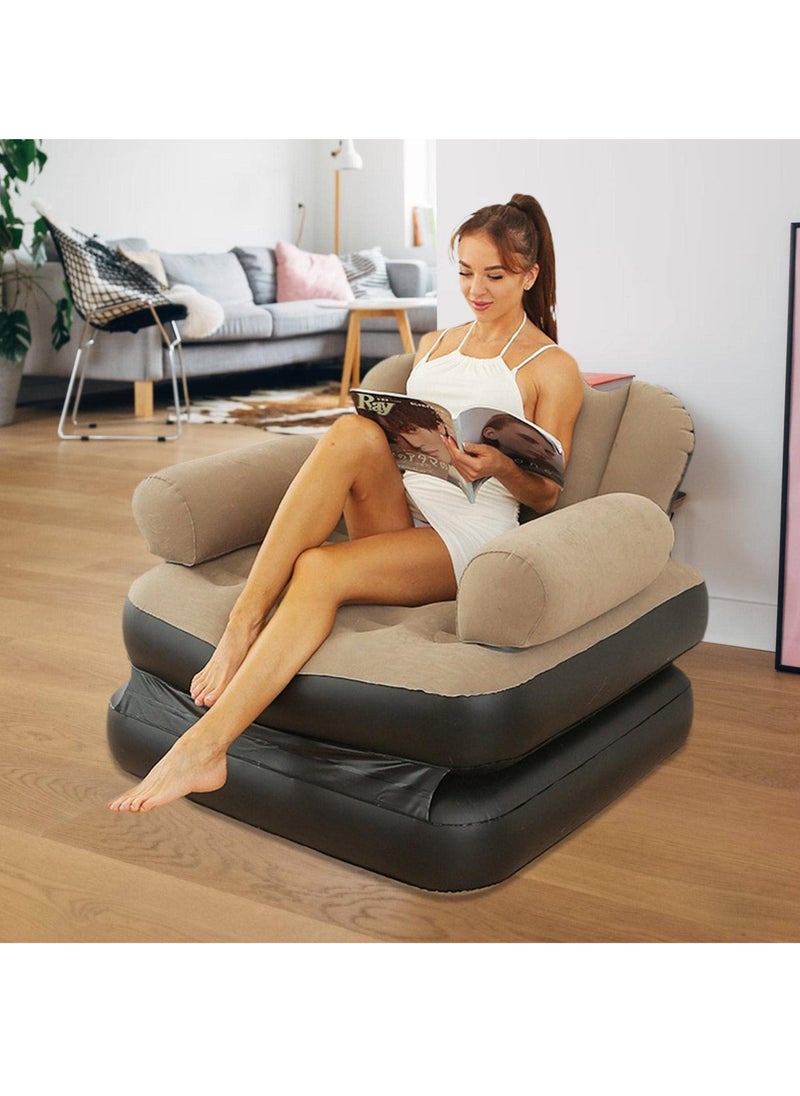 XiuWoo - Foldable Portable Extra Large 5 in 1 Inflatable Sofa, Lazy Sofa, Inflatable Bed,Lounge Chair, Multifunctional Couch with L-shaped Armrest for Indoor, Outdoor,Water Proof Couch for Hiking - Image 1