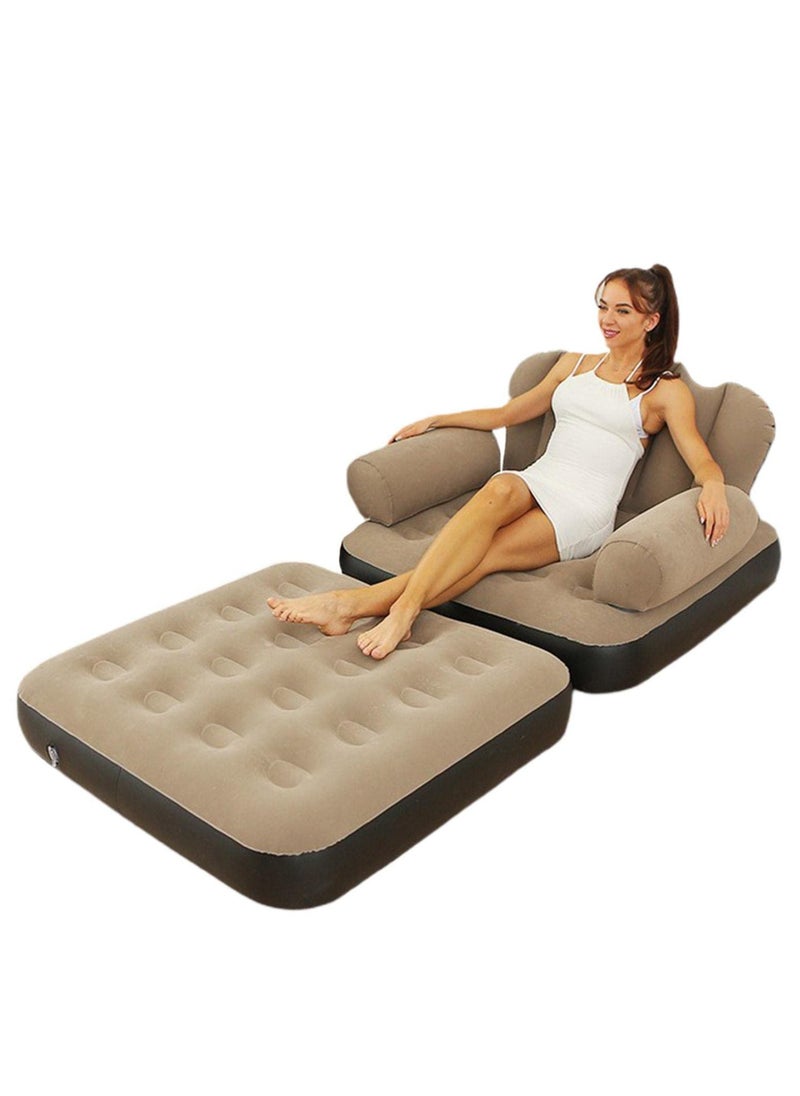 XiuWoo - Foldable Portable Extra Large 5 in 1 Inflatable Sofa, Lazy Sofa, Inflatable Bed,Lounge Chair, Multifunctional Couch with L-shaped Armrest for Indoor, Outdoor,Water Proof Couch for Hiking - Image 1